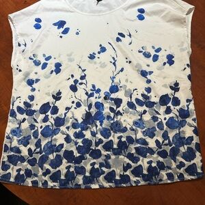 White and Blue Boxy Short Sleeve Tee